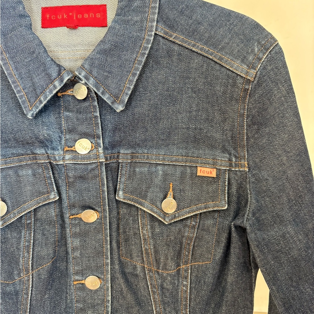 FCUK fitted jean jacket dark small - Picture 4 of 5